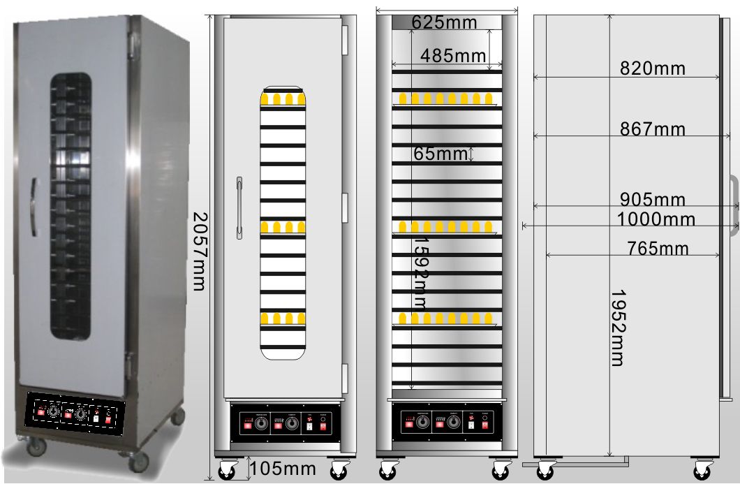 Single Door 18 Tray Proofer for Tray